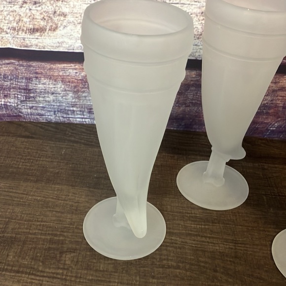 Viking Powder horn frosted glasses Tiara 60’s set of 4 - Picture 4 of 9